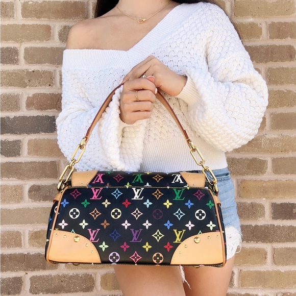 Louis Vuitton Beverly MM Monogram Shoulder Handbag Black Multicolor Noir - Picture 3 of 14